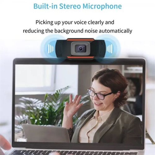 1080P USB Webcam with Microphone, Auto Light Correction