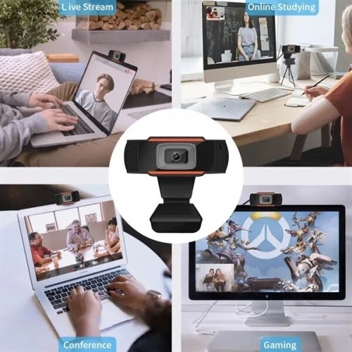 1080P USB Webcam with Microphone, Auto Light Correction