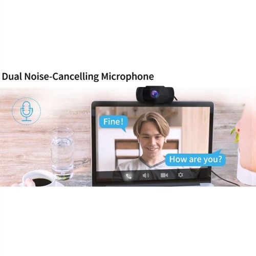 1080P USB Webcam with Microphone, Auto Light Correction