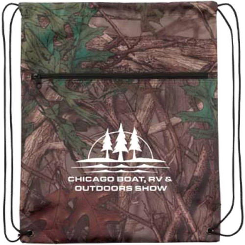 Outdoor Camo Drawstring Backpack with Zipper