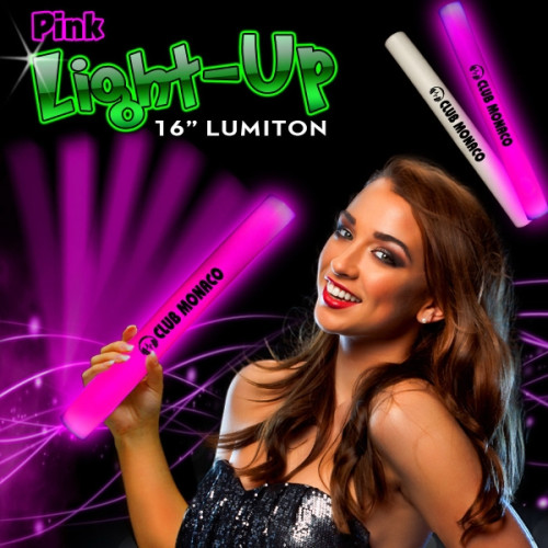 16" Pink LED Glow Light Up Foam Lumiton Baton