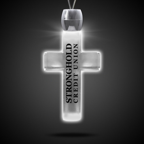 Cross White Light-Up LED Acrylic Pendant Necklace