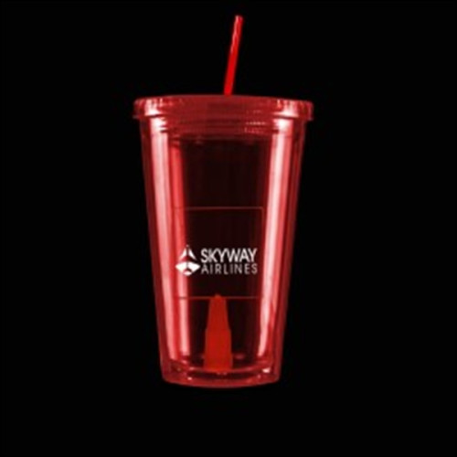 Red Light Up Travel Cup with Rectangle Insert