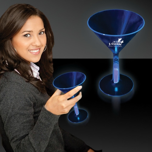 Blue 8 1/2 oz. Martini Glass with Glow Light Up Base