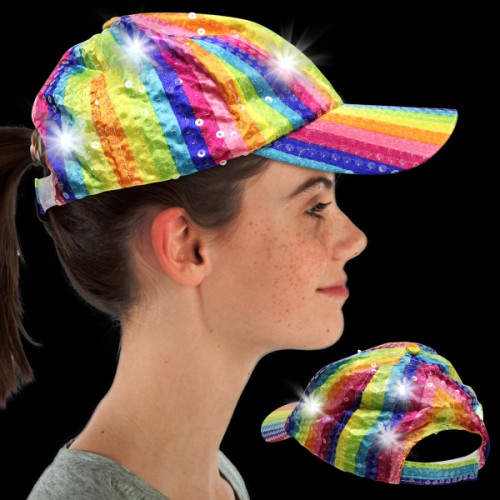 Rainbow Sequin LED Baseball Hat