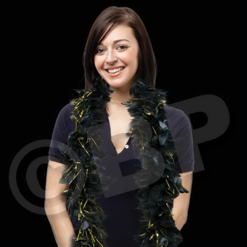 Black Feather Boa with Gold Tinsel