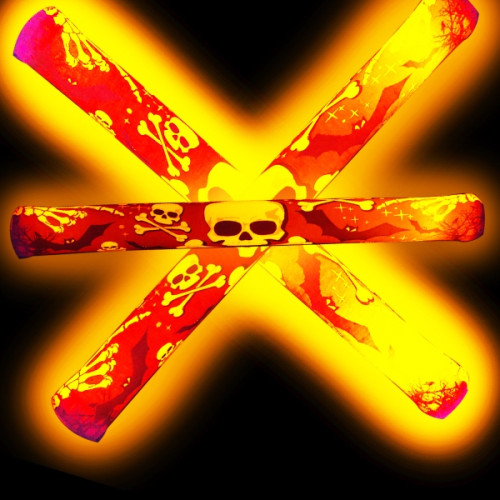 Skull & Crossbones Orange LED Light Up Glow Lumiton Wand