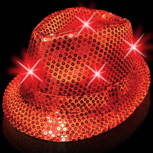 Red Sequin LED Fedora-Imprintable Bands Available