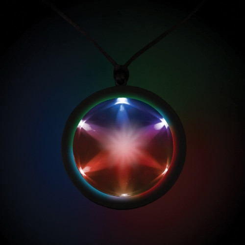 Tri Color 2 1/4" Fusion Light Up Glow LED Badge with Necklac