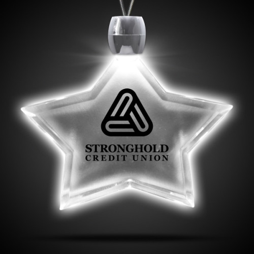 Star White Light-Up LED Acrylic Pendant Necklace