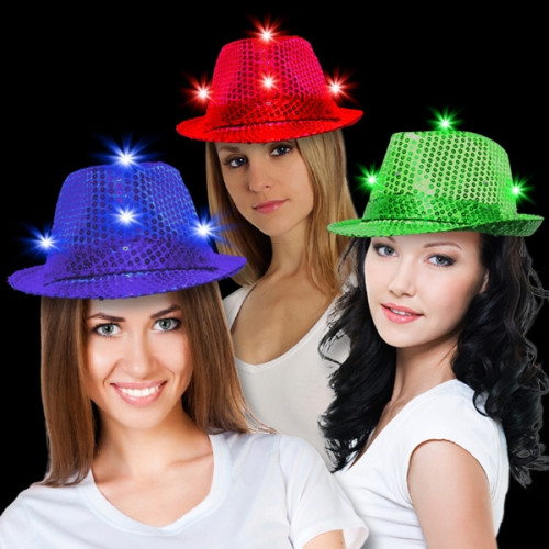 Sequin LED Light Up Fedora-Imprintable Bands Available