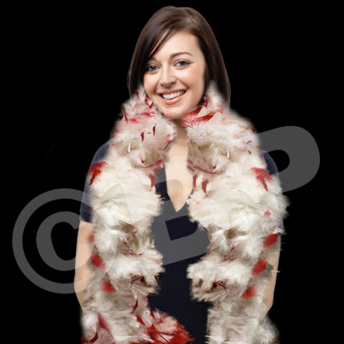 White & Red Adult Size Feather Boa