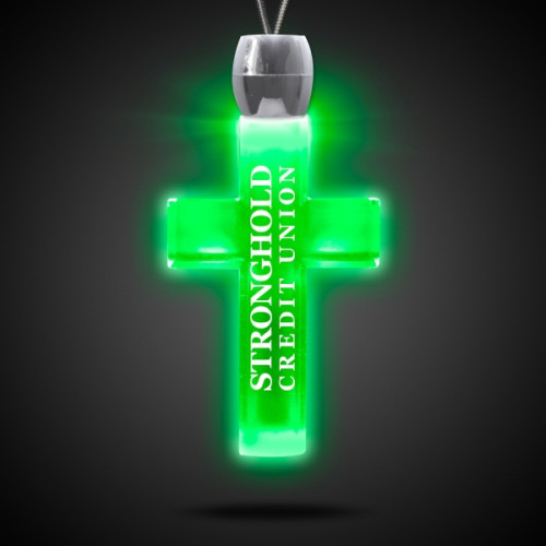 Cross Green Light-Up Acrylic Pendant Necklace