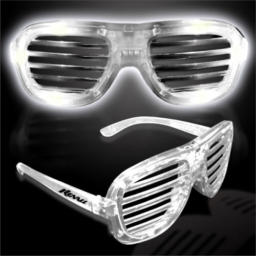 White Light Up Glow LED Slotted Glasses