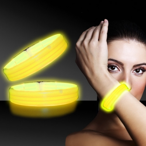 Yellow 9" Deluxe Triple Wide Light Up Glow Bracelet