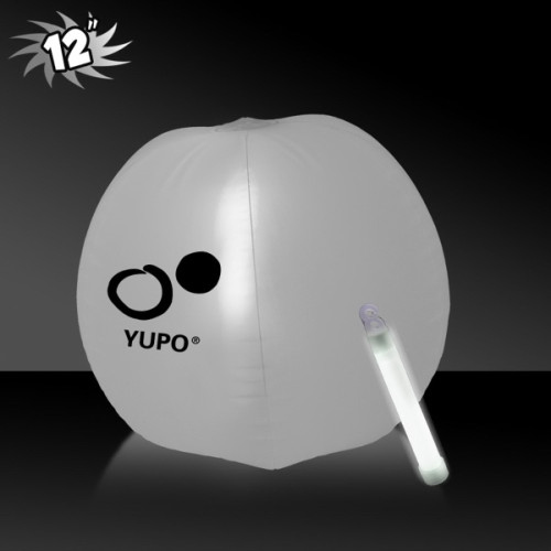 Translucent  White Beach Ball with Glow light Stick