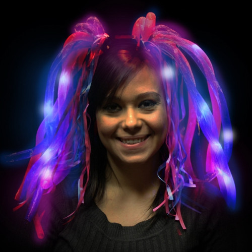 Blue and Pink Diva Dreads (TM) LED Light Up Costume Headband