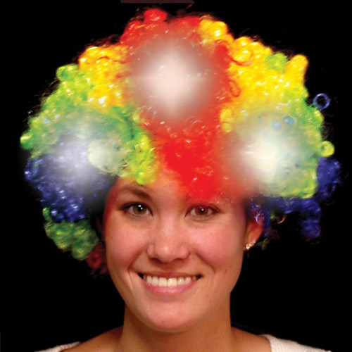 Rainbow Light Up LED Spirit Costume Wig