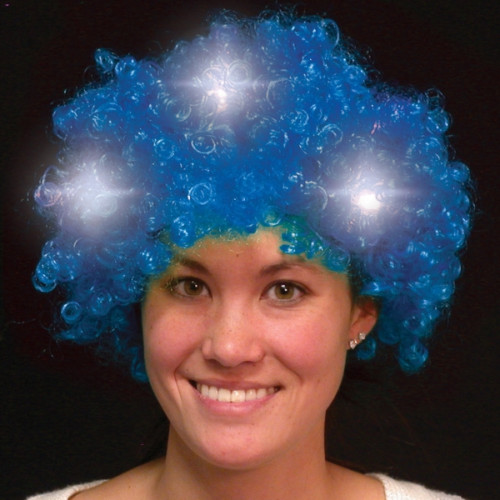 Blue Light Up LED Spirit Costume Wig