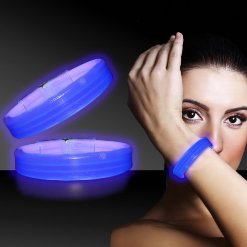 Blue 9" Deluxe Triple Wide Light Up Glow Bracelet