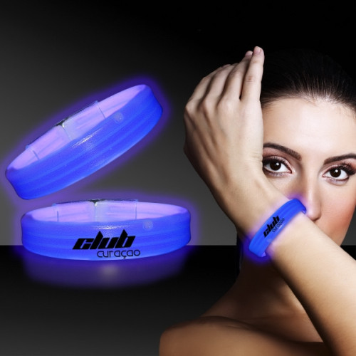 Blue 9" Deluxe Triple Wide Light Up Glow Bracelet