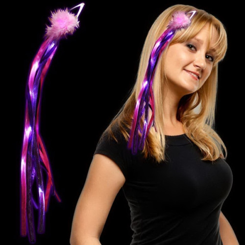 Purple & Pink LED Light Up Ribbon Fascinator