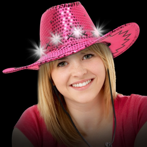 Sequin LED Cowboy Hats-Imprinted Bands Available