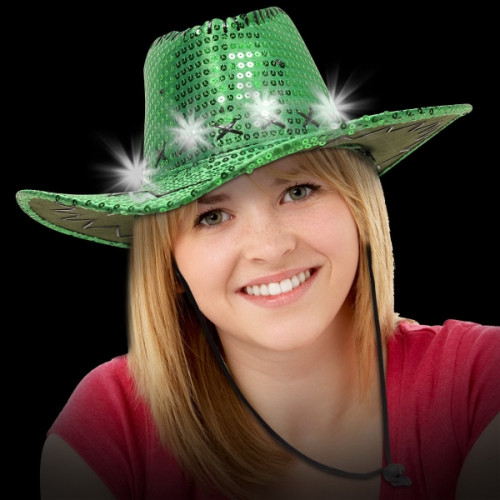 Sequin LED Cowboy Hats-Imprinted Bands Available