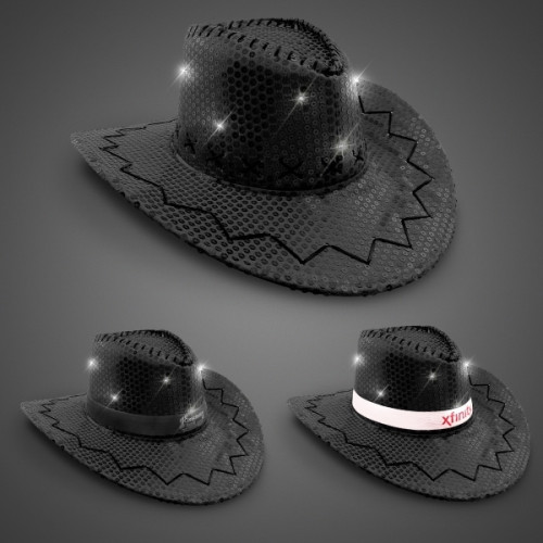 Sequin LED Cowboy Hats-Imprinted Bands Available