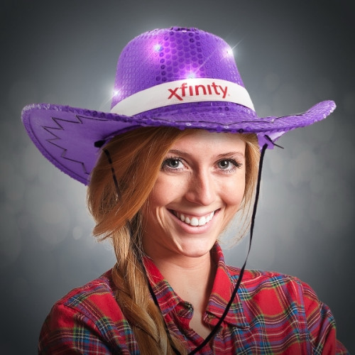 Sequin LED Cowboy Hats-Imprinted Bands Available