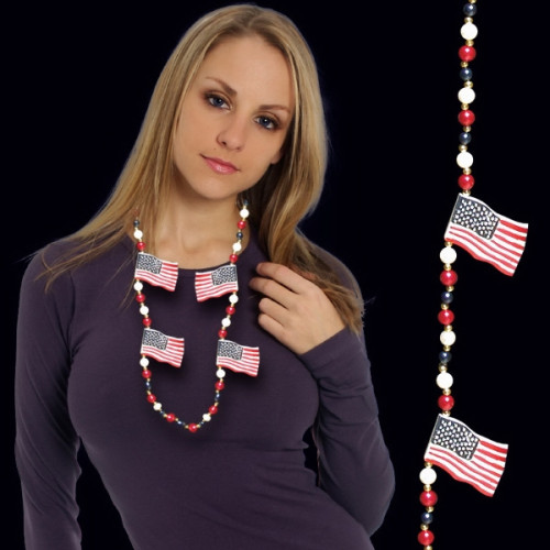 USA Flag Beaded Necklace