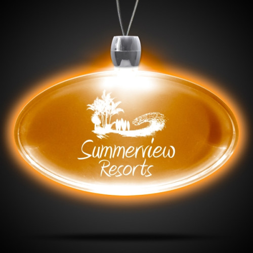 Oval Amber Light-Up LED Acrylic Pendant Necklace