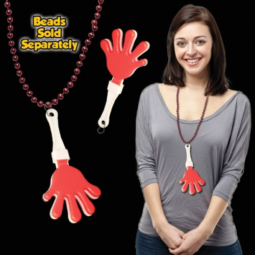 Red & White Hand Clapper with attached j-hook medallion