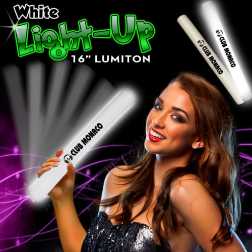 16" White LED Light Up Foam Glow Lumiton Baton