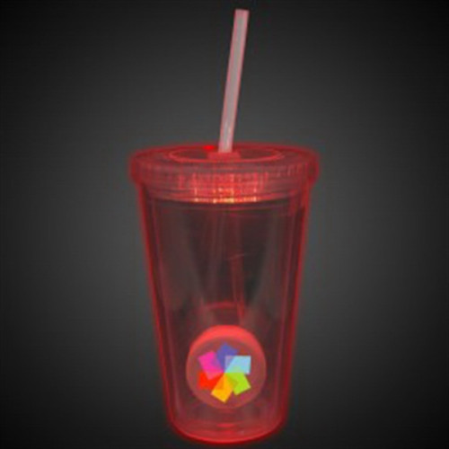 Red Light Up Travel Cup with Custom Printed Insert