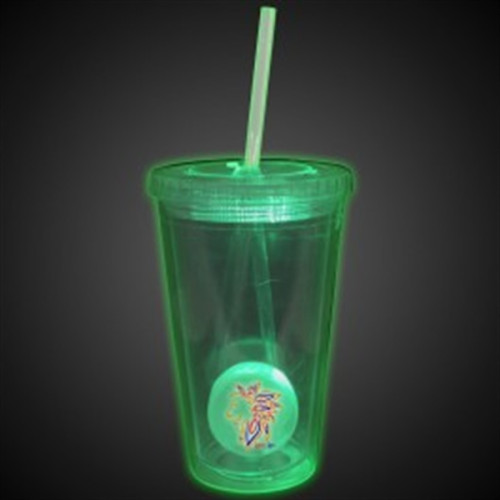 Red Light Up Travel Cup with Custom Printed Insert