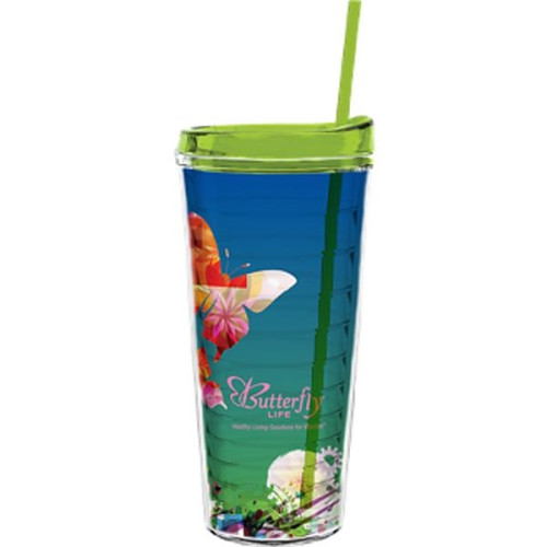 22 oz Made In The USA Tumbler with Lid  Straw