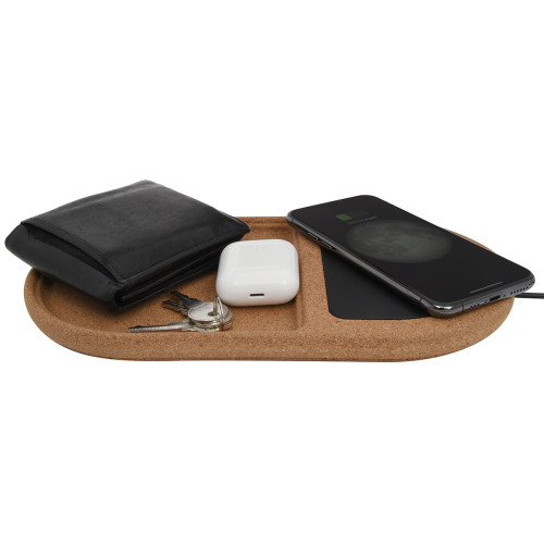 Cork Wireless Charging Pad Desktop Organizer