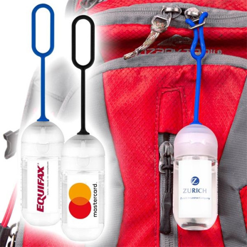 1oz. Travel Sanitizer with Silicone Loop - 62% Ethyl Alcohol