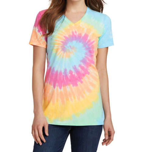 Port & Company® Ladies Tie-Dye V-Neck Tee