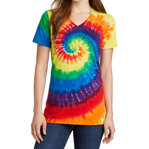 Port & Company® Ladies Tie-Dye V-Neck Tee