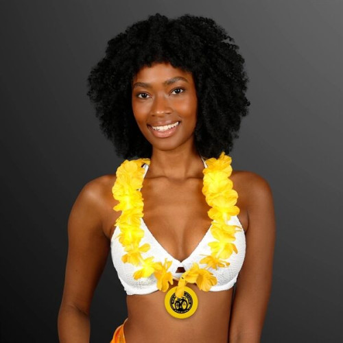 Light Up Yellow Lei with Medallion