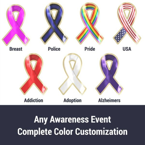 Awareness Ribbon Lapel Pin - Any Color - Fully Customizable
