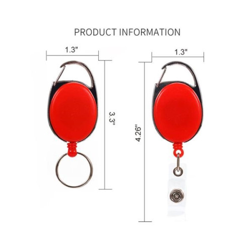 Both Side Plain Oval Carabiner Retractable Badge Reel