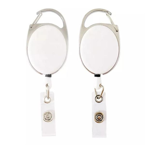 Both Side Plain Oval Carabiner Retractable Badge Reel