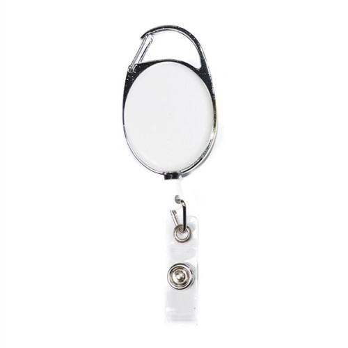 Both Side Plain Oval Carabiner Retractable Badge Reel