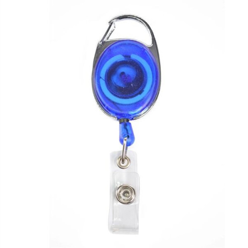 Both Side Flat Transparent Oval Carabiner Badge Reel