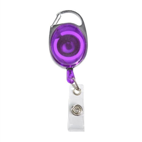 Both Side Flat Transparent Oval Carabiner Badge Reel