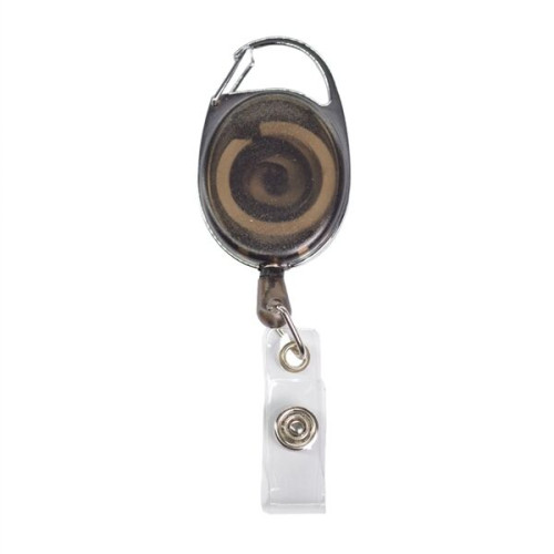 Both Side Flat Transparent Oval Carabiner Badge Reel