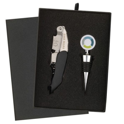 Premium Waiter's Corkscrew and Wine Stopper Gift Set